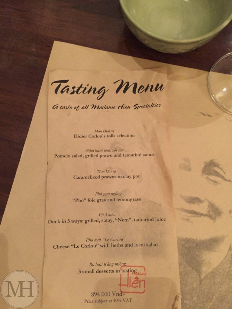 Madame Hien Hanoi menu